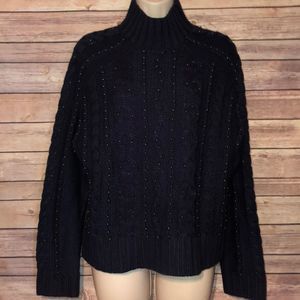 Nitrogen Navy Beaded Beaded Sweater Small